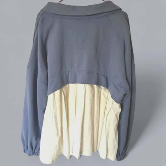 Free People Ellie Sweatshirt Top S 6 Women's Casual Oversized Tunic NWOT BLUE - Picture 2 of 10